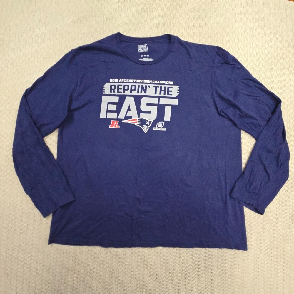 Fanatics New‎ England Patriots Shirt Mens 2XL Blue Long Sleeve NFL Football